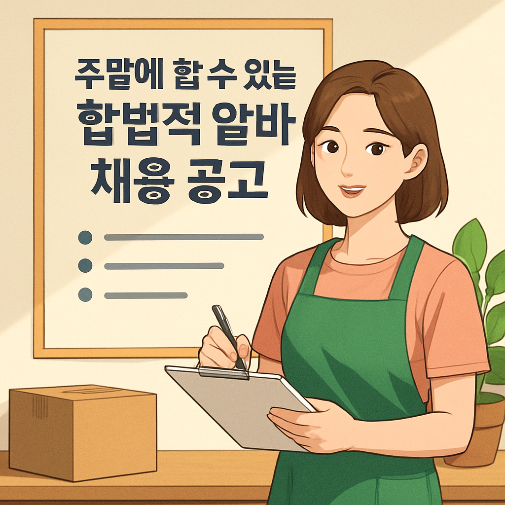 주말에 할 수 있는 합법적 알바 채용 공고 이미지